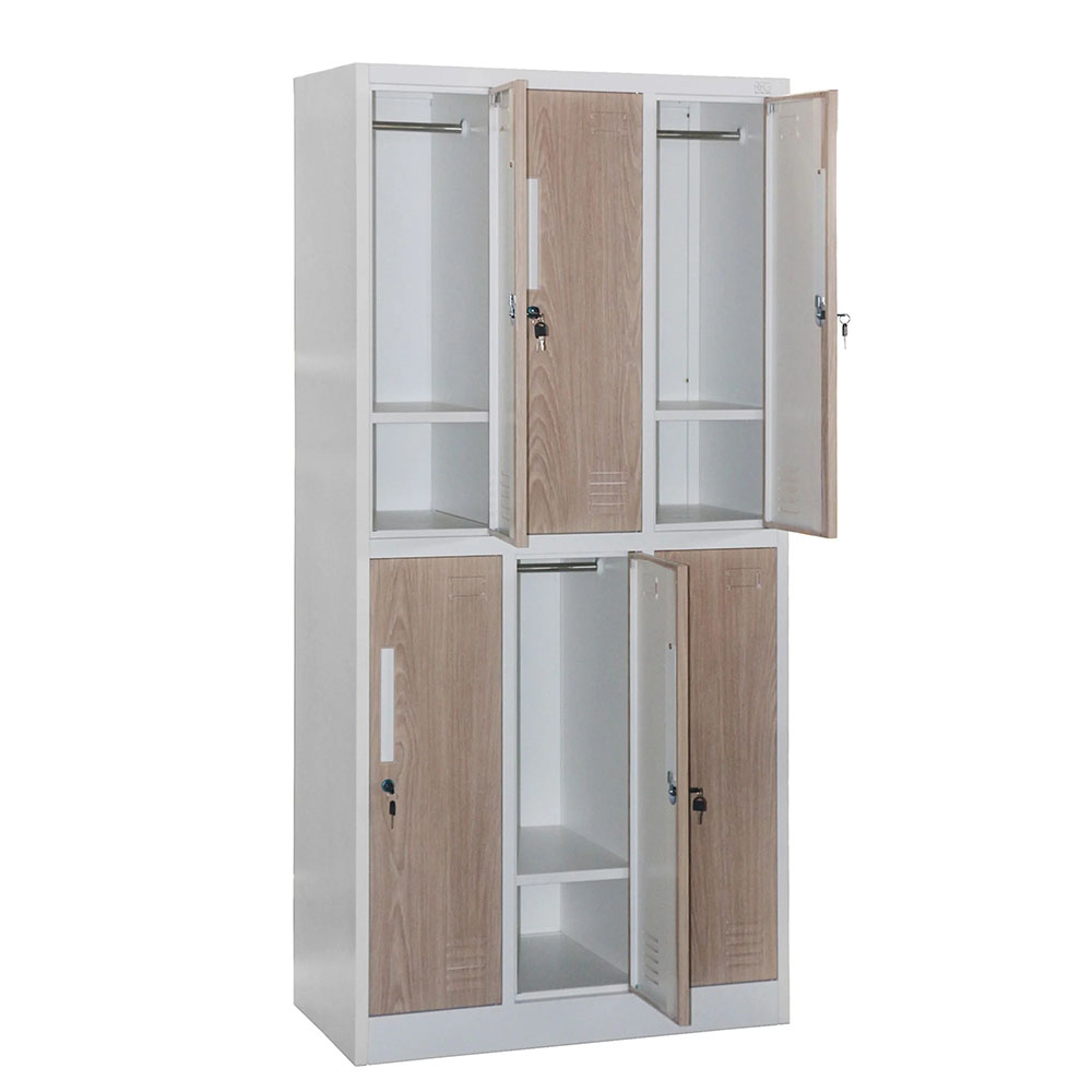 Метален гардероб 6 отделения RFG 900/450/1850 кехлибарен дъб-бяло